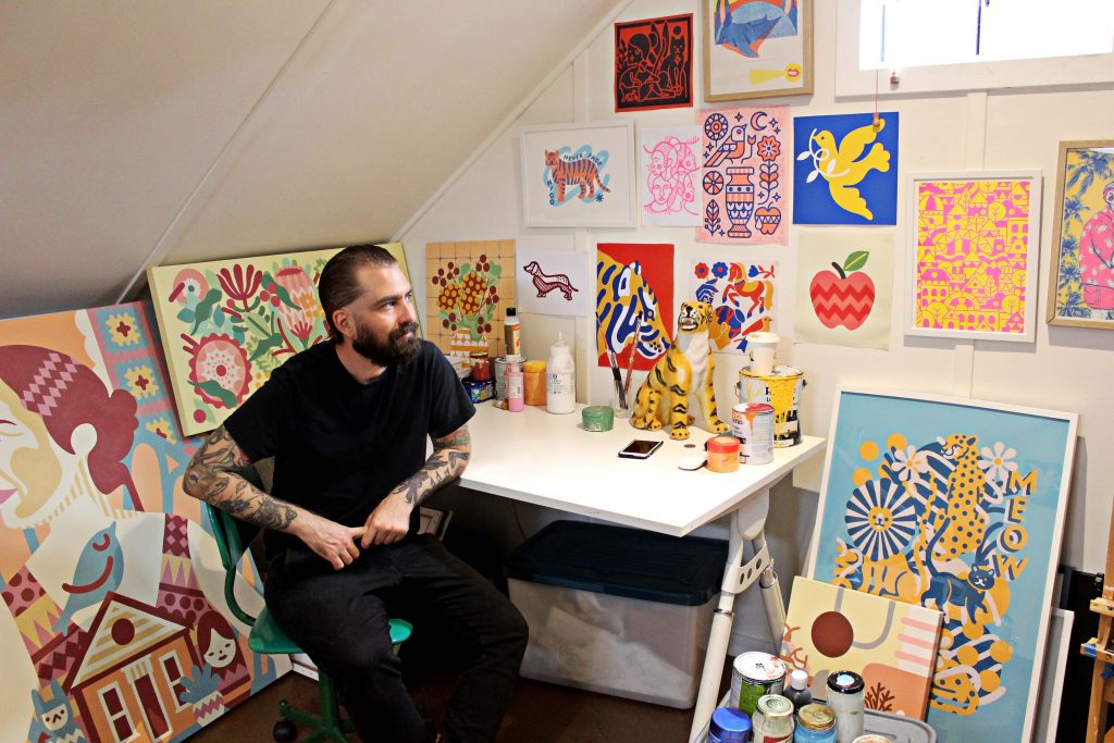 Sydney mural artist and illustrator Nico Nicoson in studio_2