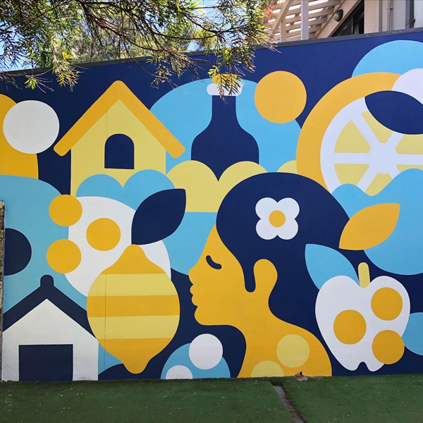 residential mural painted in Newtown by Sydney artist Nico Nicoson