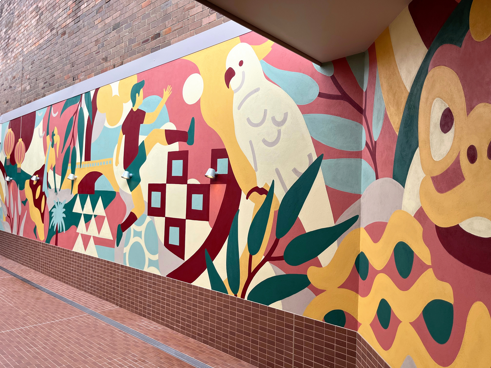 Courtyard mural by Sydney mural artist nico nicoson